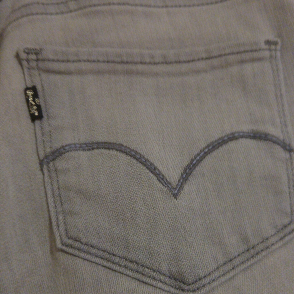 Levi's light gray skinny stretch raw hem cutoff jeans size 27 - Picture 7 of 12